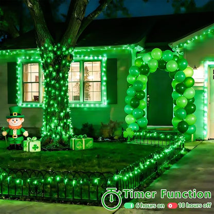 YEGUO Christmas Lights Battery Operated, 2 Pack Each 33ft 100 LED Green String Lights Outdoor Waterproof, Green Wire Fairy Christmas Light Indoor with Remote