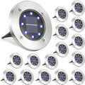 16-Pack Blue In-Ground Solar Lights, Flat LED Landscape