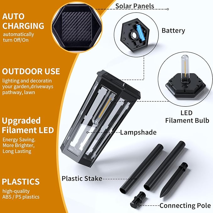 6-Pack Solar Path Lights, Outdoor Driveway LED