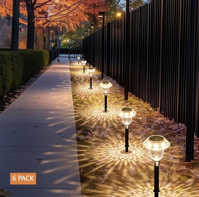 Warm White Solar Pathway Lights 6-Pack, Yard LED