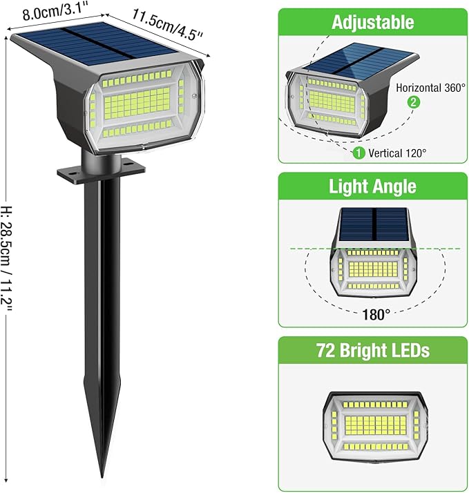 4-Pack Solar Spotlights, Landscape Lights