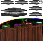 6-Pack RGB Patio Post Cap Lights, Solar LED