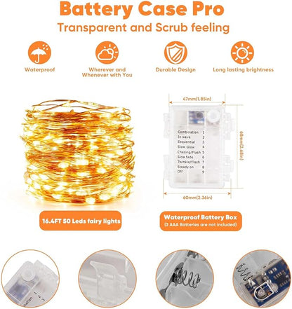 Christmas Fairy Lights 2-Pack, 4ft Battery Twinkle Lights