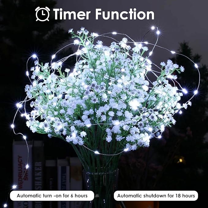 16ft Christmas LED String Lights, Waterproof Timer Lights