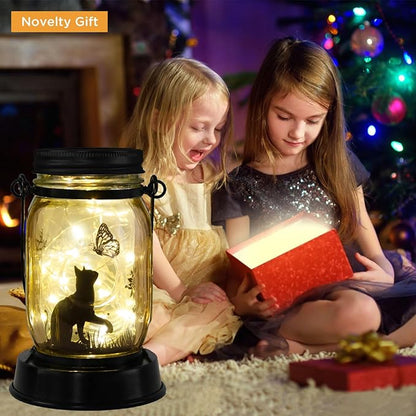 Cat Butterfly Solar Light, Fairy Lantern Garden Lights, jar Bottle Light, Solar Lanterns Outdoor Garden Decor, mom Gift, Grandma Gift, Gifts for Mother, Cat Lover Gifts