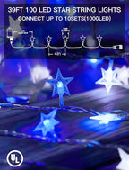 33ft Christmas LED String Lights, Waterproof Timer Lights