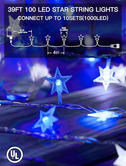 33ft Christmas LED String Lights, Waterproof Timer Lights