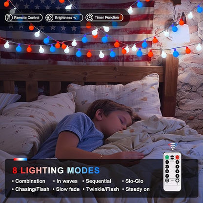 White Porch String Lights, 33ft Weatherproof LED