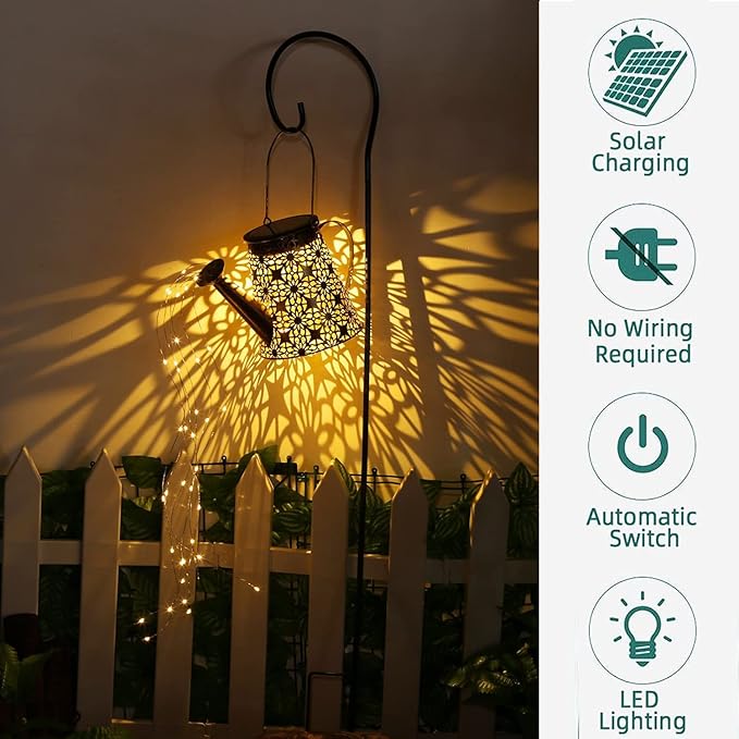 B-Best Solar Lights Outdoor Garden Decorations,Watering Can Landscape Light Large Hanging Lantern ,Outside Waterproof Patio Decor Perfect Gardening Gift