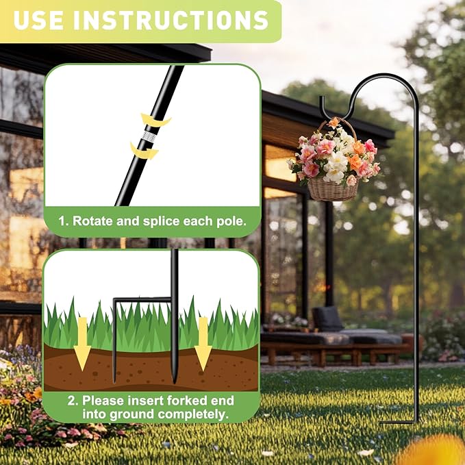 Heavy-Duty Shepherd's Hooks 8-Pack, 35" Garden