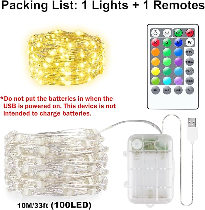 Christmas Twinkle Lights, 33ft Waterproof for Backyard