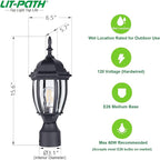 Pole Lantern for Outdoor Posts, Black Waterproof