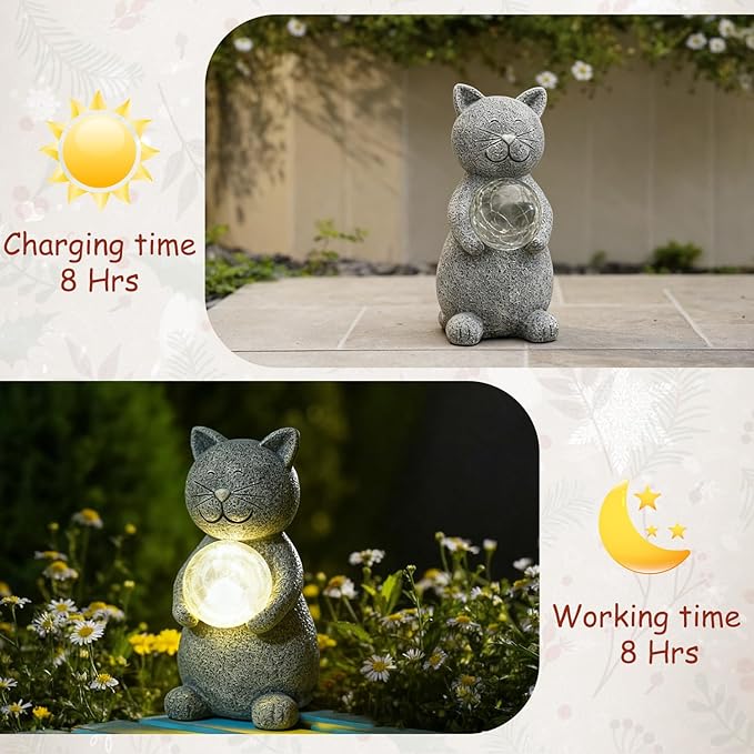 Solar Cat Statue Light, Yard Decor