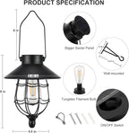 2-Pack Classic Courtyard Solar Lanterns for Porch, Waterproof LED