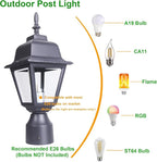 Black Solar Pole Lantern, Outdoor Post Lighting