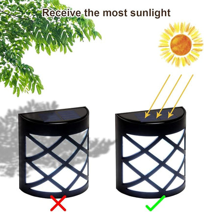 GIGALUMI 8 Pack Solar Fence Light Cold White Porch Solar Powered Decor Outdoor Waterproof Wall Fence Lights for Garden, Yard, Patio, Front Door, Garage