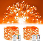 2-Pack 66ft Halloween LED String Lights, Waterproof Timer Lights
