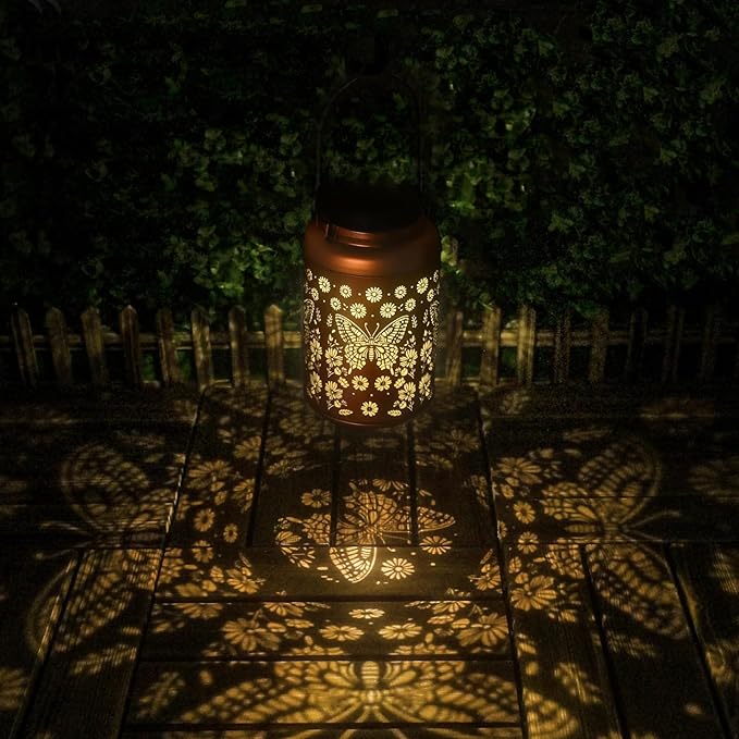 Mothers Day Gifts for Women Mom Grandma, Birthday Gifts Butterfly Solar Lights Outdoor Waterproof, Decoration Outside for Outdoor, Yard, Garden Decor Butterflies Solar Lantern