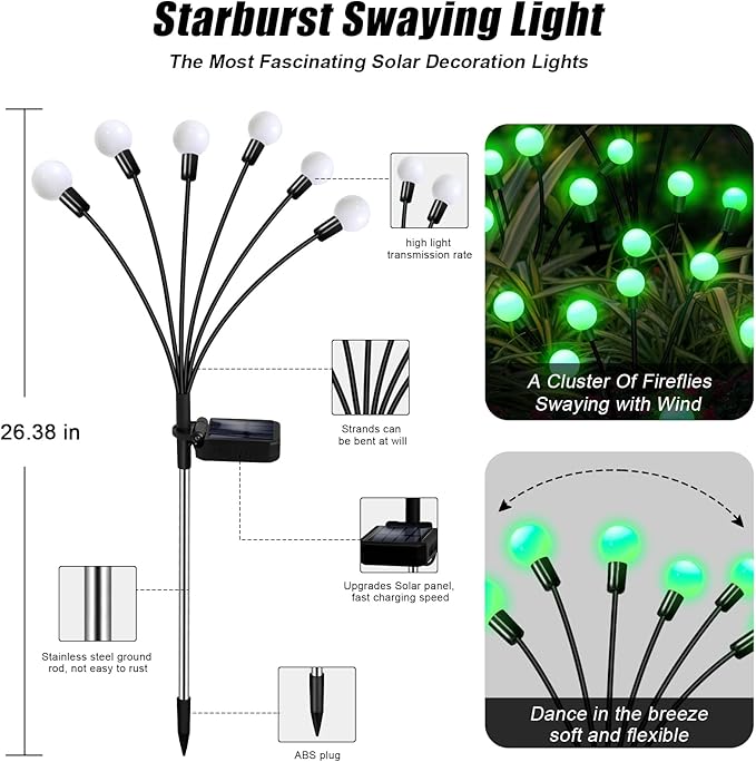 4-Pack Solar Pathway Lights, Waterproof LED Garden Lights