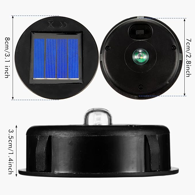 4 Pieces Replacement Solar Light Tops Outdoor Hanging Lantern Solar Light Parts Round Waterproof Decorative for Outdoor Hanging Lanterns, Warm(3.15 Inch in Diameter)