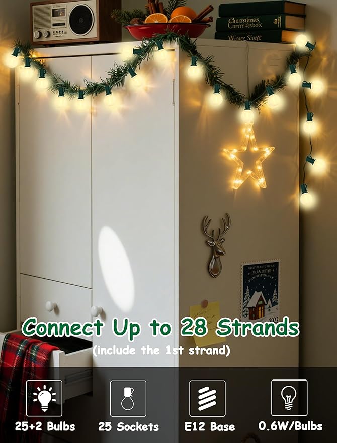 40 LED Christmas Twinkle Lights, 25ft Waterproof for Yard