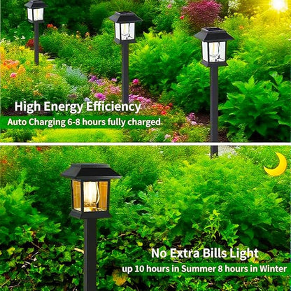 Solar Pathway Lights Outdoor, IP65 Waterproof Upgraded LED - Auto On/Off Landscape Lighting for Driveway, Garden, Walkway, Patio & Yard Decor, Warm White (12Pack)