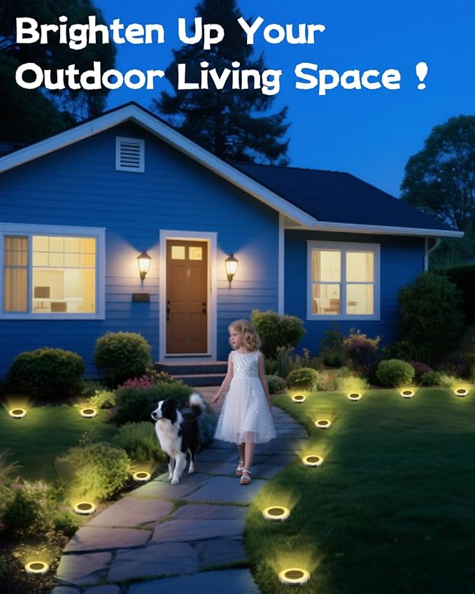 2-Pack Warm White In-Ground Solar Lights, Flat LED Walkway