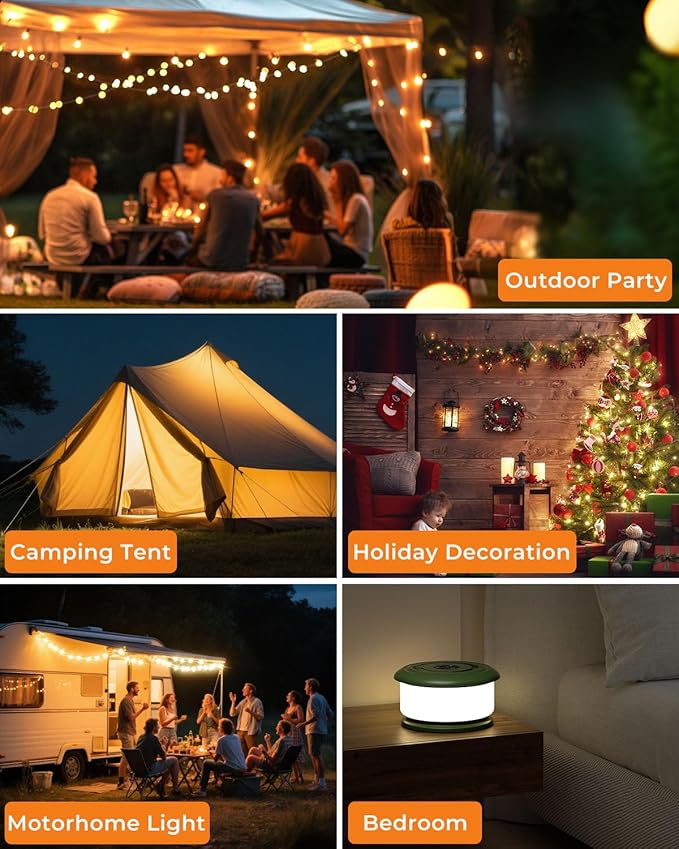 8ft RGB Outdoor Edison String Lights, Weatherproof