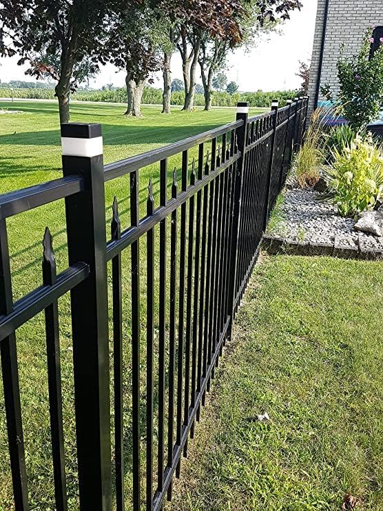 Solar LED 2In x 2In(5cm x 5cm) Fence Post Cap for Wrought Iron and Aluminum or Garden, Solar Fence Lights White Light - 8 Pack Black, White 432