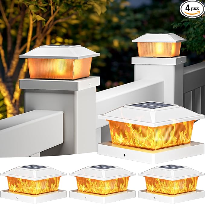 4-Pack Solar Post Cap Lights, Waterproof