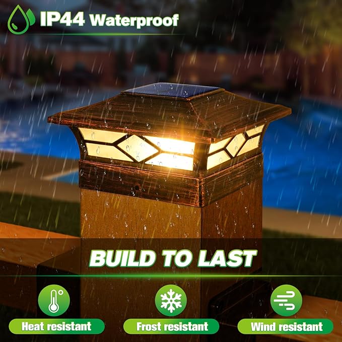 Solar Post Cap Lights Outdoor 12pack, Waterproof Solar Powered Deck Fence Post Lights for 4x4 Wood/Vinyl Posts, Solar Outdoor LED Light with Cool/Warm Lighting Decorate Garden Patio Porch…