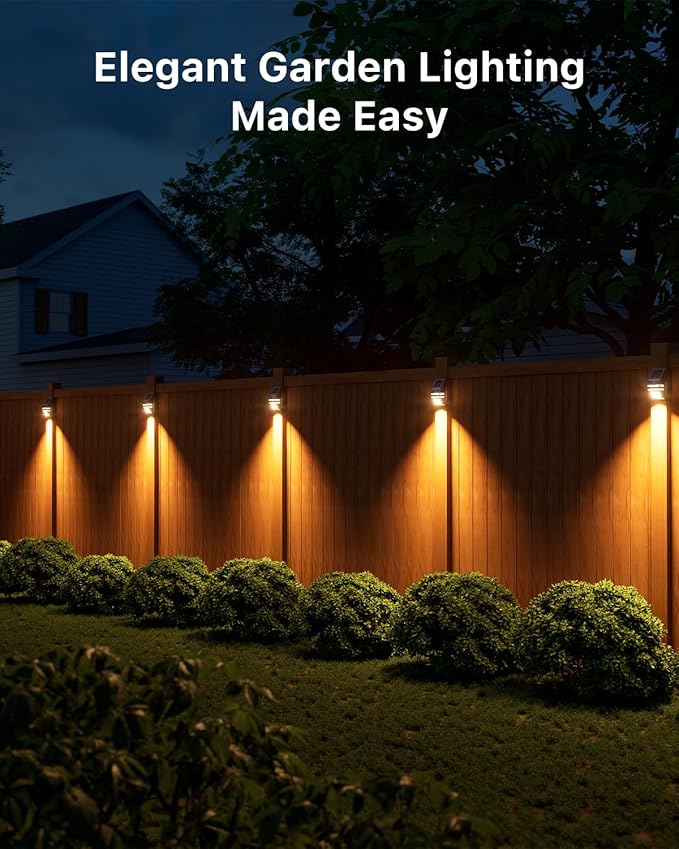 8 Pack Solar Stainless Steel Fence Lights Outdoor Waterproof Motion Sensor Wall Sconce for Backyard Post, Deck, Porch, Stair Rail, Dock, Gate, Walkway, Steps, Patio, Garden, Ambiance Warm Lighting