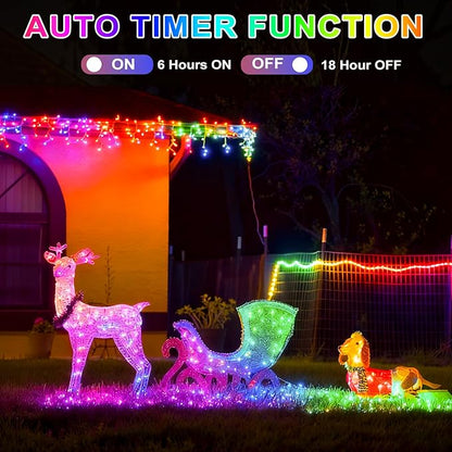 String Lights Outdoor with 8 Lighting Modes, 2 PCS 33FT 100 LEDs Fairy Lights Battery Operated with Timer, Twinkle Christmas Lights for Outside, Christmas, Holiday(Multicolor)