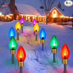C9 Pathway Lights 4-Pack, 34ft LED Stakes