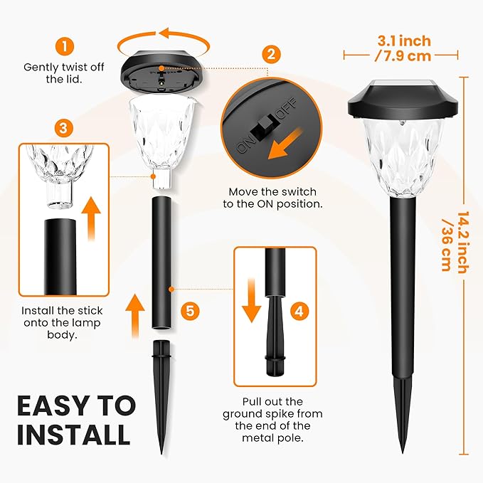 8-Pack Solar Landscape Lights for Garden
