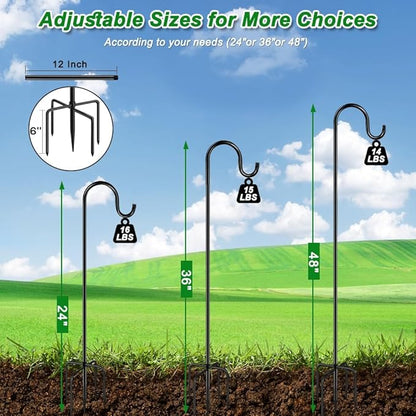 48" Garden Shepherd Hooks, Iron Plant Hangers