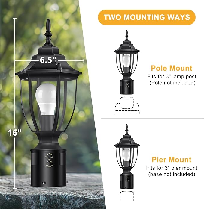 Pole Lantern with Planter, Solar Outdoor
