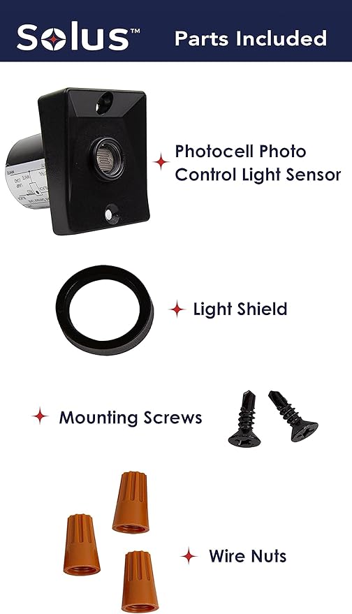 Solus Dusk-to-Dawn Sensor with Ezee Change Plug – Outdoor Photocell Sensor for 3" Lamp Posts – Auto On/Off – UL Listed – 120V – 5 Year Warranty, (Black, Pack of 1)