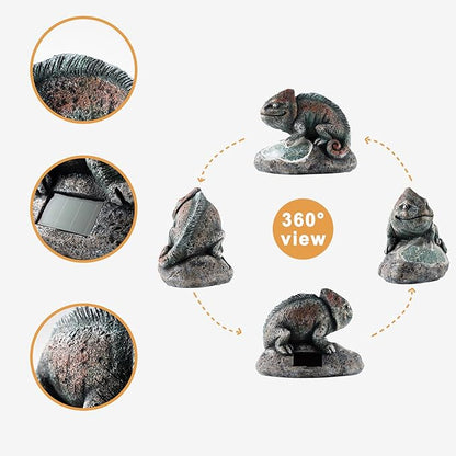 Solar Chameleon Garden Statues Outdoor Decor Resin Chameleon Figurine with Solar Light for Patio,Balcony,Yard,Lawn Ornament,Perfect Garden Gift