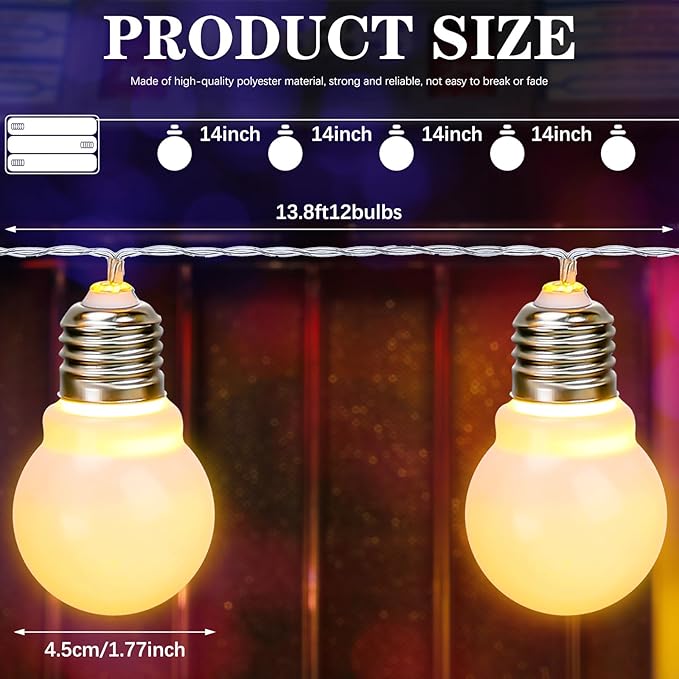 Retisee 4 Pcs Marquee Light String Bulbs13.8 ft Long for Marquee Letters Numbers 3 4 ft Tall Waterproof LED String Light for Indoor Outdoor Wedding Birthday Party Decor