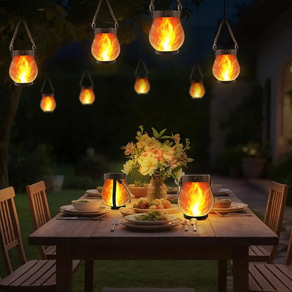 Solar Lanterns Outdoor Lights,Upgraded Flickering Flame Solar Lanterns Lights with 2 Modes Dual Charging USB & Solar, Outdoor Waterproof Hanging Lantern for Party Holiday Yard Patio Path Garden Decor