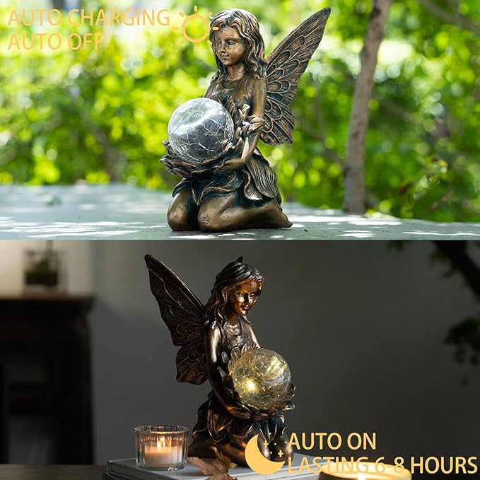 Solar Flower Statue Light 8.31", Yard Decor