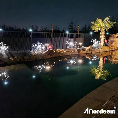 Anordsem Solar Fireworks Lights Outdoor: Garden Light Waterproof for Yard Outside - LED Starburst White Lighting Patio Path Decor 8 Pack - Gardening Gifts for Women Mom Homeowner