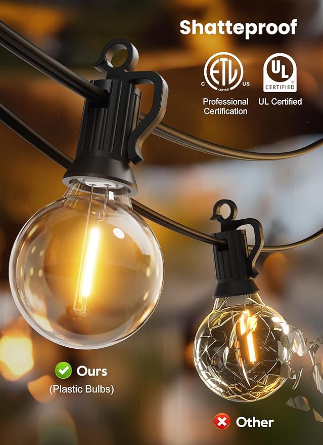 Outdoor String Lights, 30ft Warm White Waterproof LED