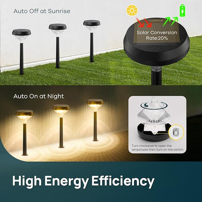 Linkind Solar Pathway Lights 4 Pack, Solar Lights Outdoor, Warm White Path Waterproof for Walkway Yard Landscape Garden