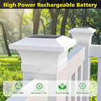 6-Pack Cool White Solar Patio Post Lights, Outdoor LED Caps