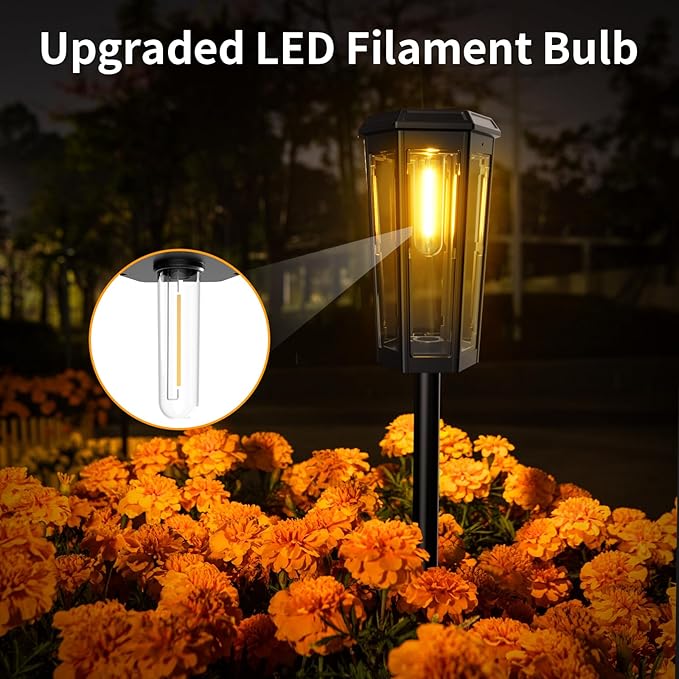 6-Pack Solar Path Lights, Outdoor Driveway LED