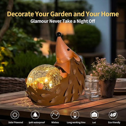 MUMTOP Solar Lantern - Solar Lights Outdoor Waterproof, Hedgehog Lanterns Yard Decorations, Decorative Lantern Tabletop Ornaments for Garden Decor