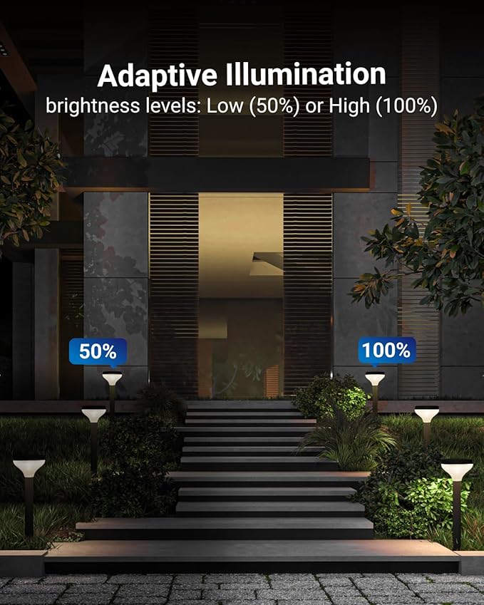 Sunco 6 Pack Round Solar Pathway Lights Outdoor, Super Bright 120 LM, 2CCT 2700K/4000K, Dimmable Path Lights for Garden, Backyard, Walkway, Driveway
