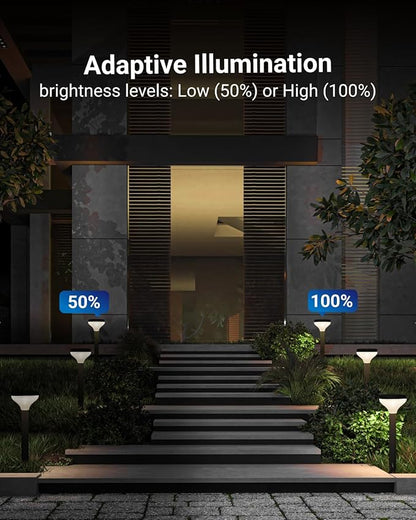 Sunco 6 Pack Round Solar Pathway Lights Outdoor, Super Bright 120 LM, 2CCT 2700K/4000K, Dimmable Path Lights for Garden, Backyard, Walkway, Driveway